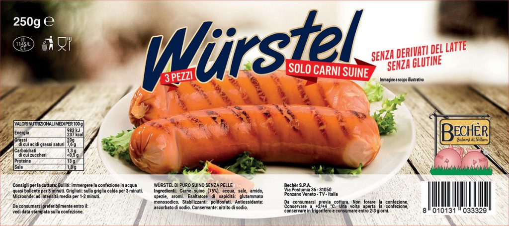 WURSTEL PURO SUINO S/PELLE 3pz g250