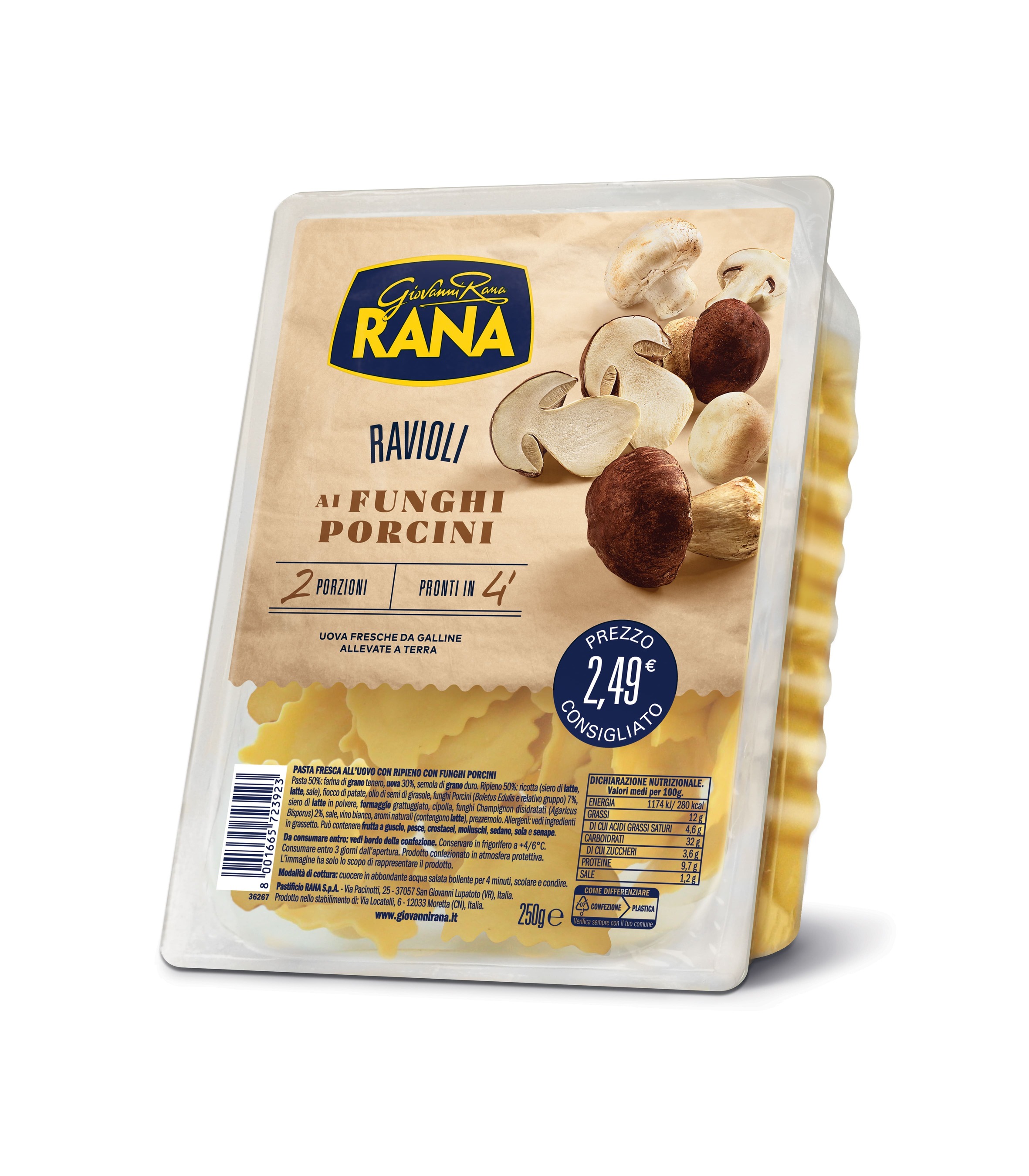 RAVIOLI AI FUNGHI g250 N.T.