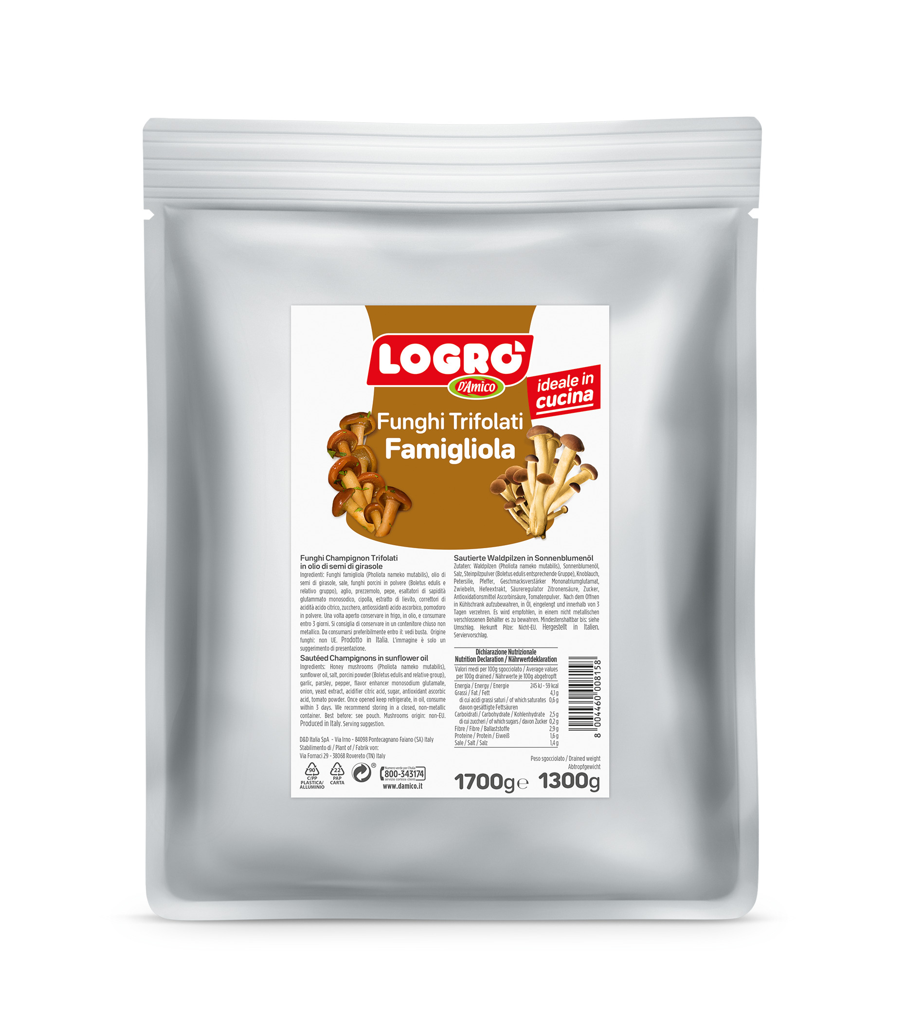 FUNGHI FAMIGLIOLA TRI.in olio g1700